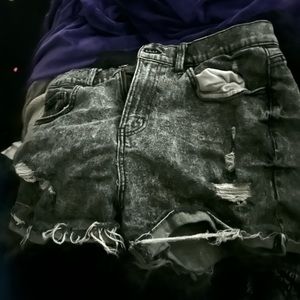 Ripped jean shorts